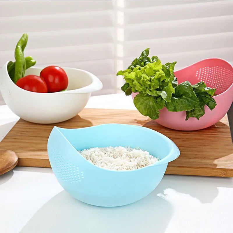 Plastic Rice Bowl Strainer/ Vegetable Colander Basket With Handles