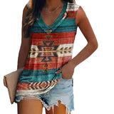 Women's Sleeveless Multi-pattern T-shirt.