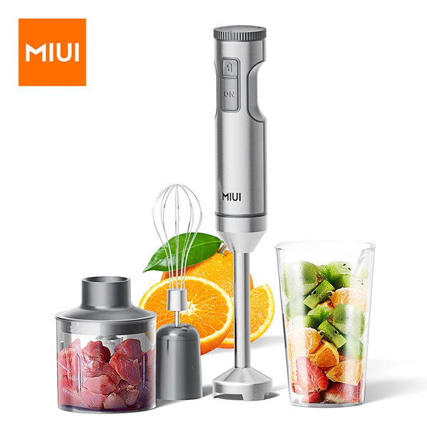 MIUI Hand Immersion 4-in-1 Stainless Steel Blender 1000W Powerful With 700ml And 500mlMixing Beaker, Wisk Included