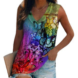 Women's Sleeveless Multi-pattern T-shirt.