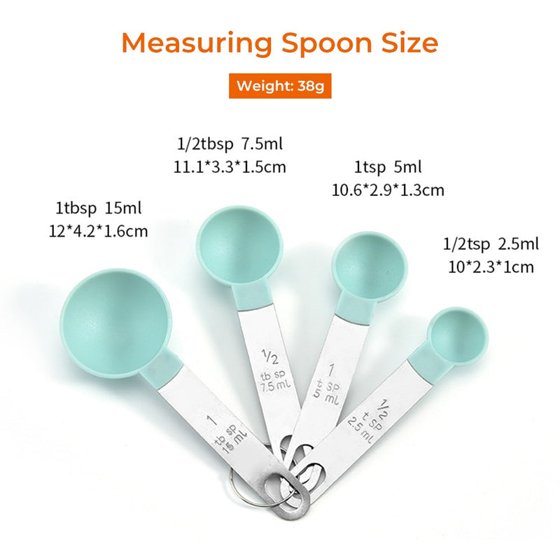 Multicolor 4pcs Stainless Steel Handle Measuring Cup Or spoons.