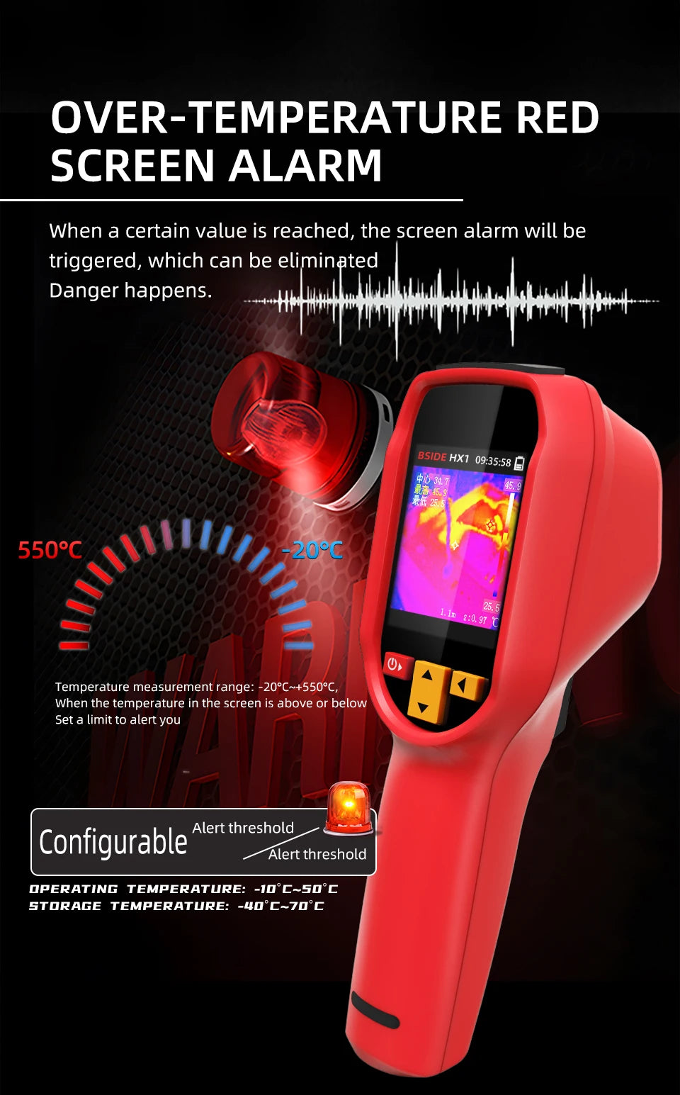 BSIDE Thermal Imager Camera HX1 Laser Thermographic HD Display For Circuit PCB Repair Pipeline Detection Medical Laser position