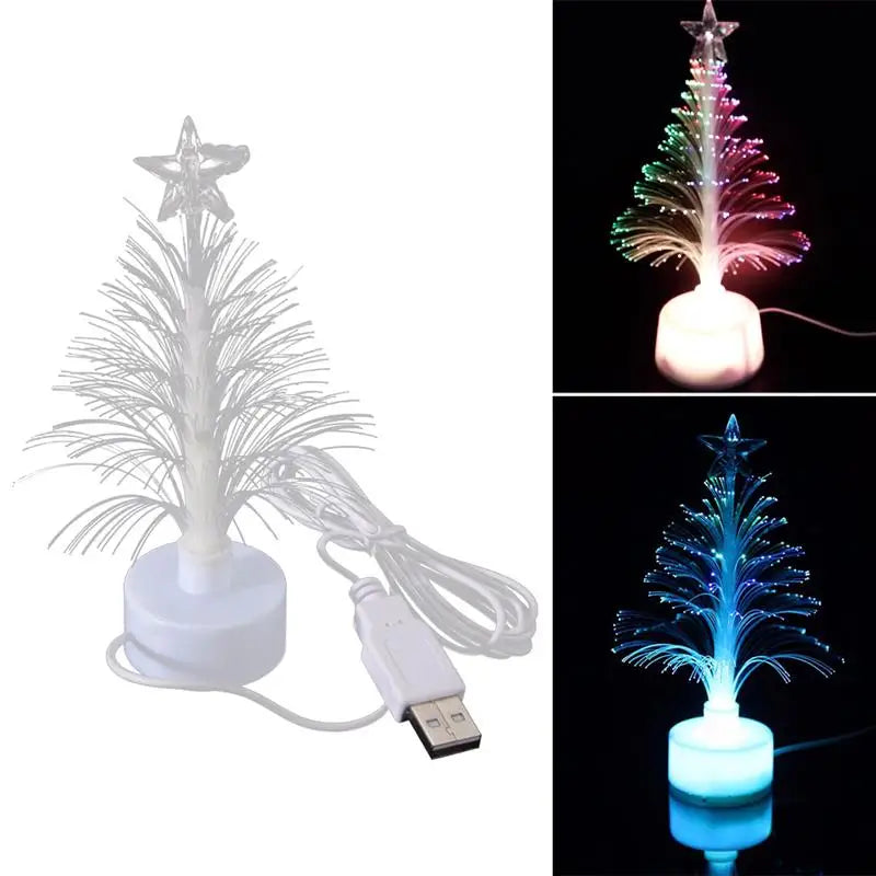 Mini LED USB Charge Fiber Optical Christmas Tree Night Light