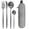 5pcs Black Gold Reusable Dinnerware Set For Camping With Case