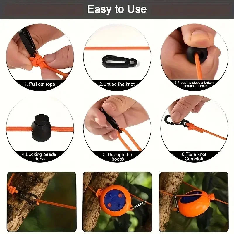 10M Retractable/Adjustable Clothes Line Or Bag For Camping