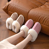 Winter Faux Suede Plush Closed Toe Slippers.