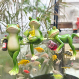 Resin Hanging Funny Drinking Frog Figurine For Planter Pots