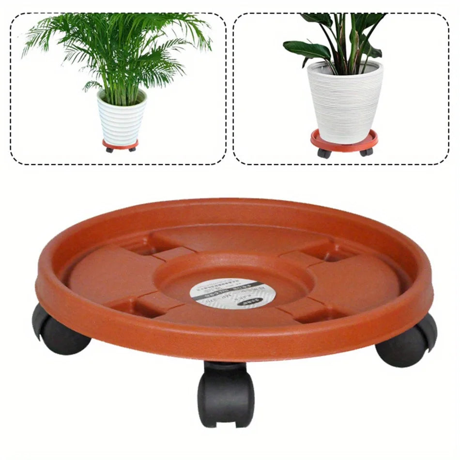 Heavy-Duty Indoor Or Outdoor Flower Pot Tray With Movable Universal Wheels