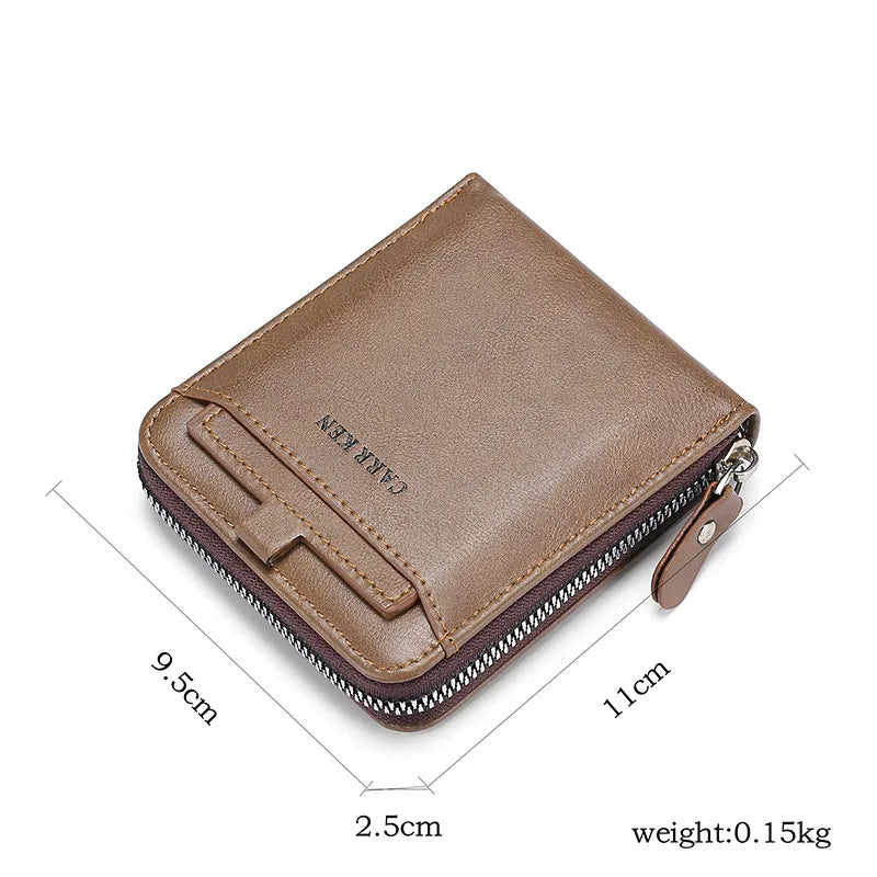 Men's Pu Leather Wallet With Zipper.