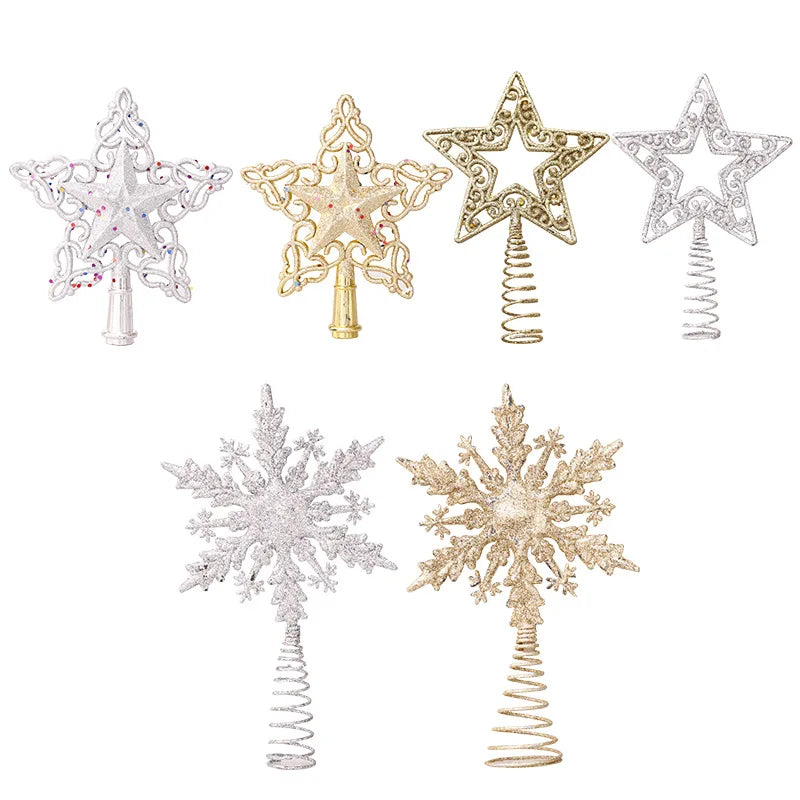 Plastic Five-pointed Star Snowflake Christmas Tree Top