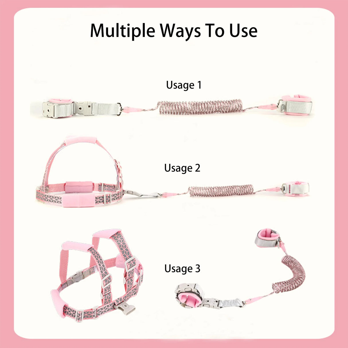 2 In 1 Toddler Reflective Wrist Link Walking Harness