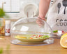 Microwave Transparent Plate Cover With Steam Vent And Handle
