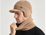 Men Or Women's Knitted Neck Scarf And Hat With Extra Ear Protection
