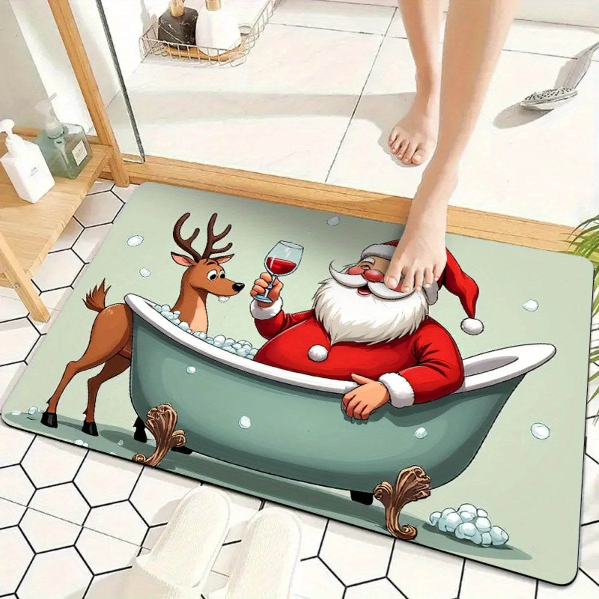 VIKAMA Thick Absorbing Anti-Slip Christmas Machine Washable Floor Mat