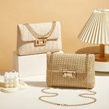 Women's Handwoven Crossbody Shoulder Bag With Lock Closure