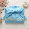 Short satin embroidered Bride and Bridesmaid bathrobe.