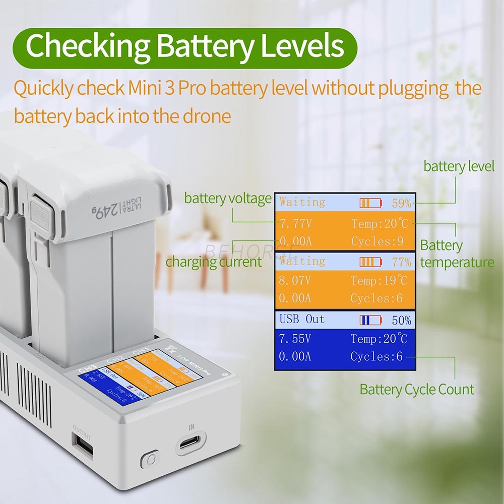 4in1 Battery Charging Hub for DJI Mini 3 PRO Drone Charger.