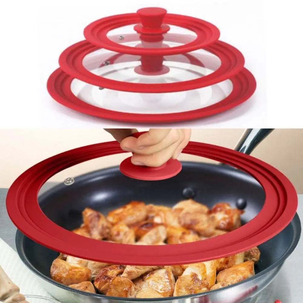 Universal Round Tempered Glass Lid With Silicone Rim