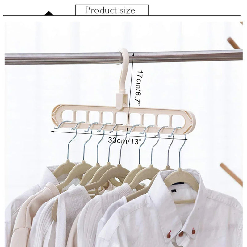 5pcs 9-hole wardrobe space-saving multifunctional storage rack