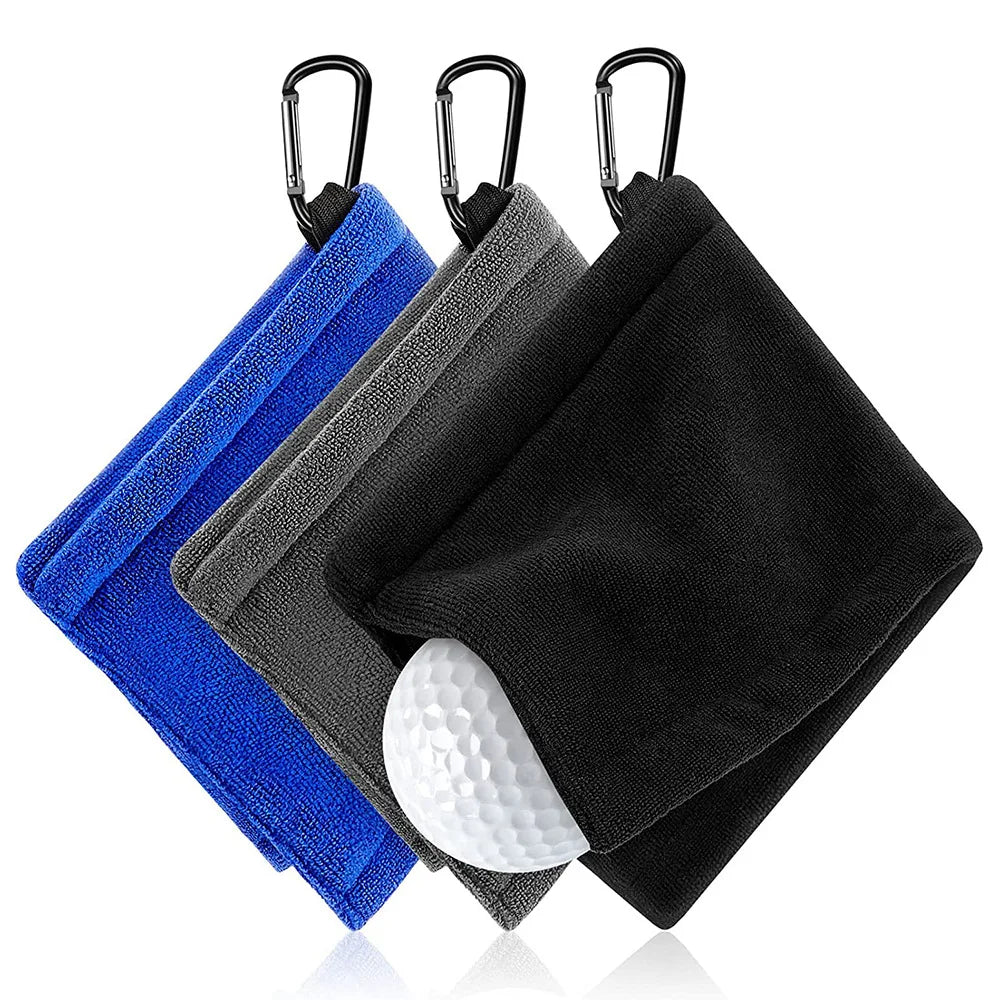 Square Microfiber Golf Ball Cleaning Towel With Carabiner