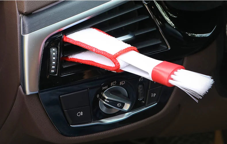 Auto Detailing Interior Double Head Brushes For Air Vent, Grill Duster Cleaning Tools