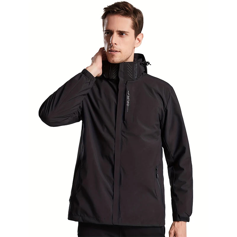 Men's Spring/Autumn Waterproof Jacket With Detachable Hood Sizes M-5XL