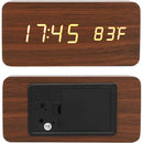 Wooden Digital Multi-Function LED Alarm Clock With Temp.