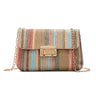 Women's Straw Rainbow Stripe Shoulder Crossbody Handbag With Chain Strap