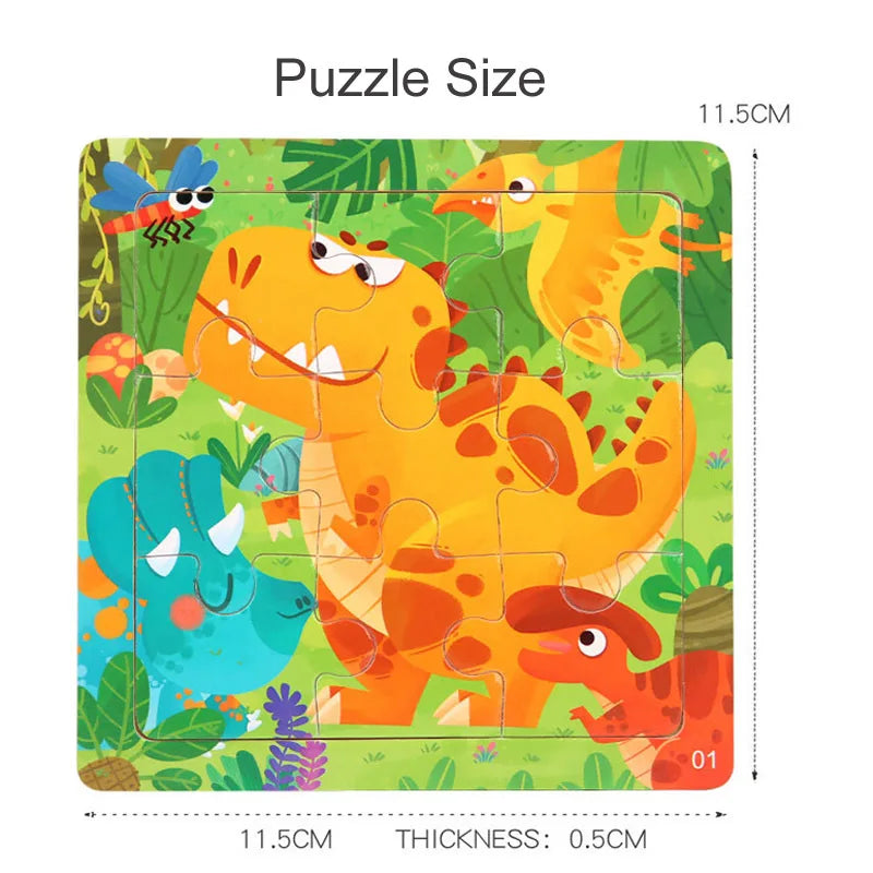11x11cm Wooden 3d Cartoon Puzzle
