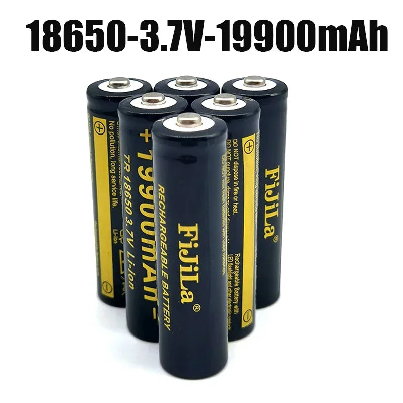 100% 18650  Rechargeable-Lithium Battery 3.7V 19900 Mah for Flashlight +201 charger