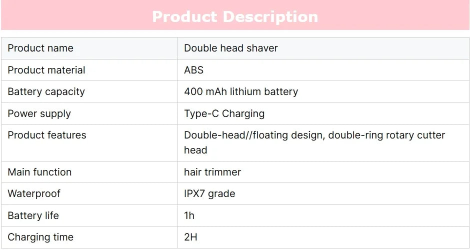 Women's Waterproof Rechargeable Mini Electric Shaver