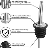 Stainless Steel Pour Spouts with Rubber Caps For Wine Or Oil Bottles