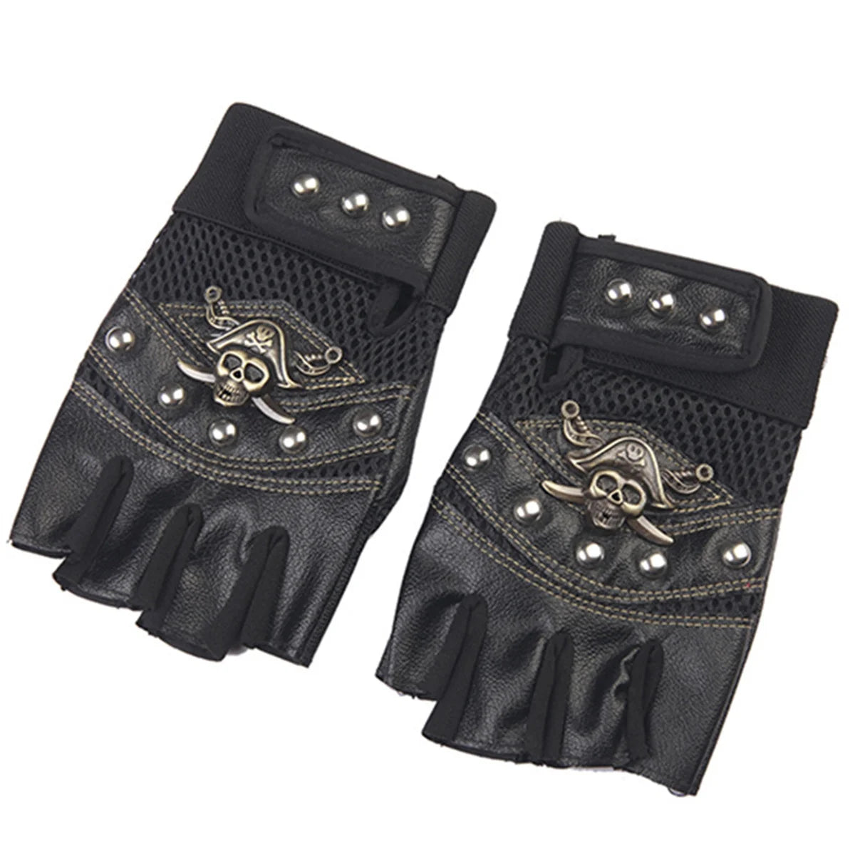men and women's PU leather fingerless gloves