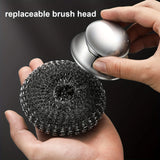 6pcs SUS Handle Steel Wool Scrubber with 5 Replacement Balls Stain Remover for Grills