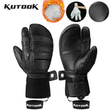 KUTOOK Men's Goatskin Leather Waterproof Thermal Gloves