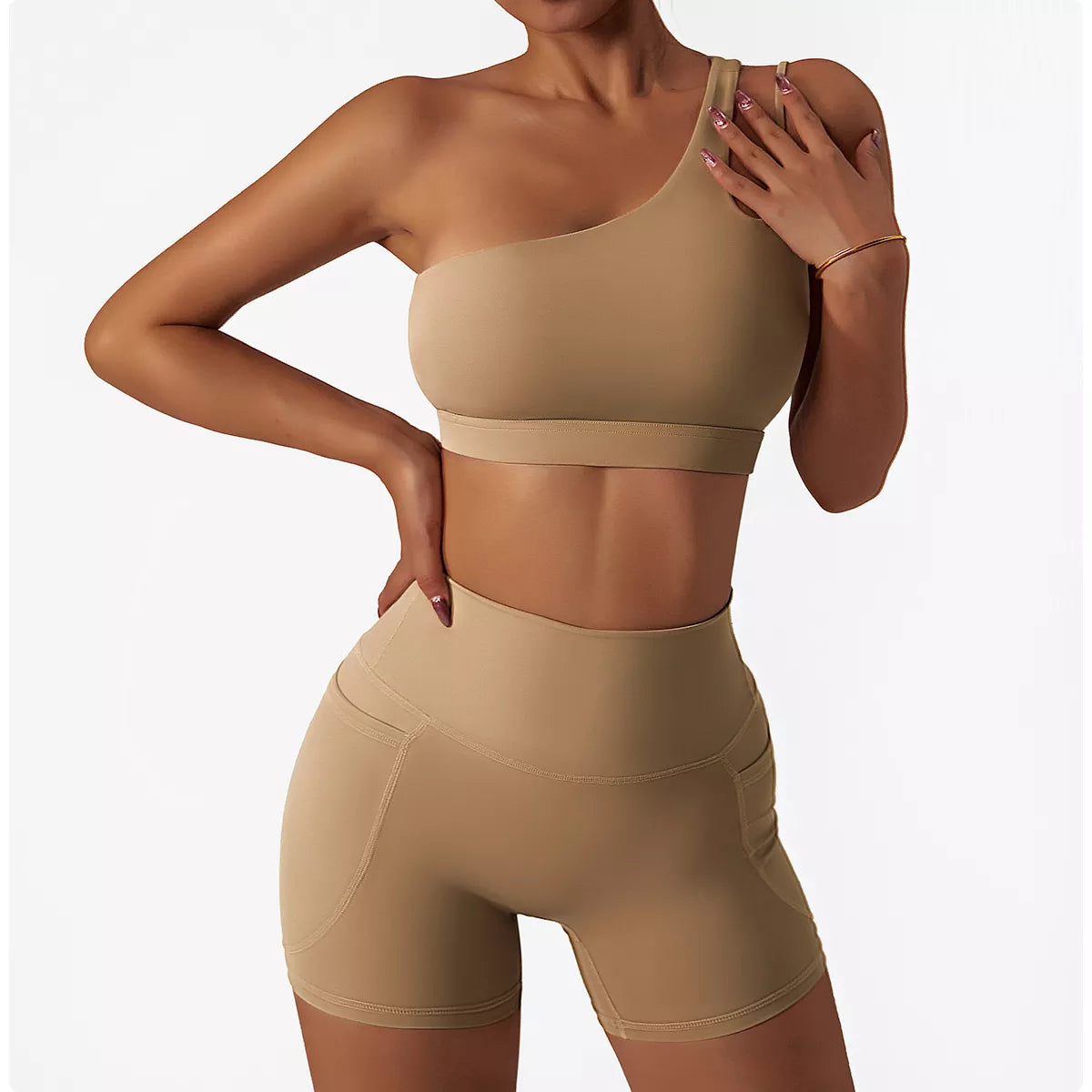 Single Strap, Stretchy Sports Bra With Pads