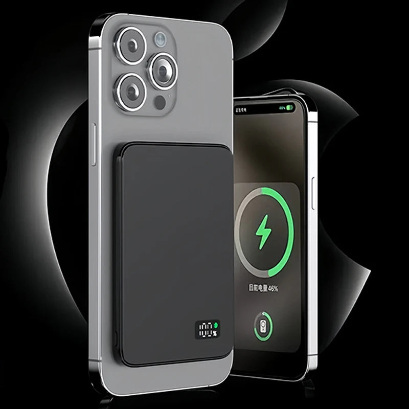 Ultra Thin MagSafe Wireless LED Display  Fast Charging Power Bank for iPhone Samsung And Airpods