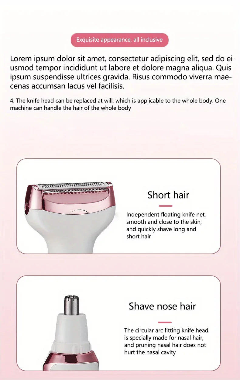 4-in-1 Ladies Multifunctional Electric USB Charging Hair Remover