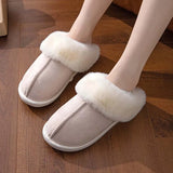 Winter Faux Suede Plush Closed Toe Slippers.