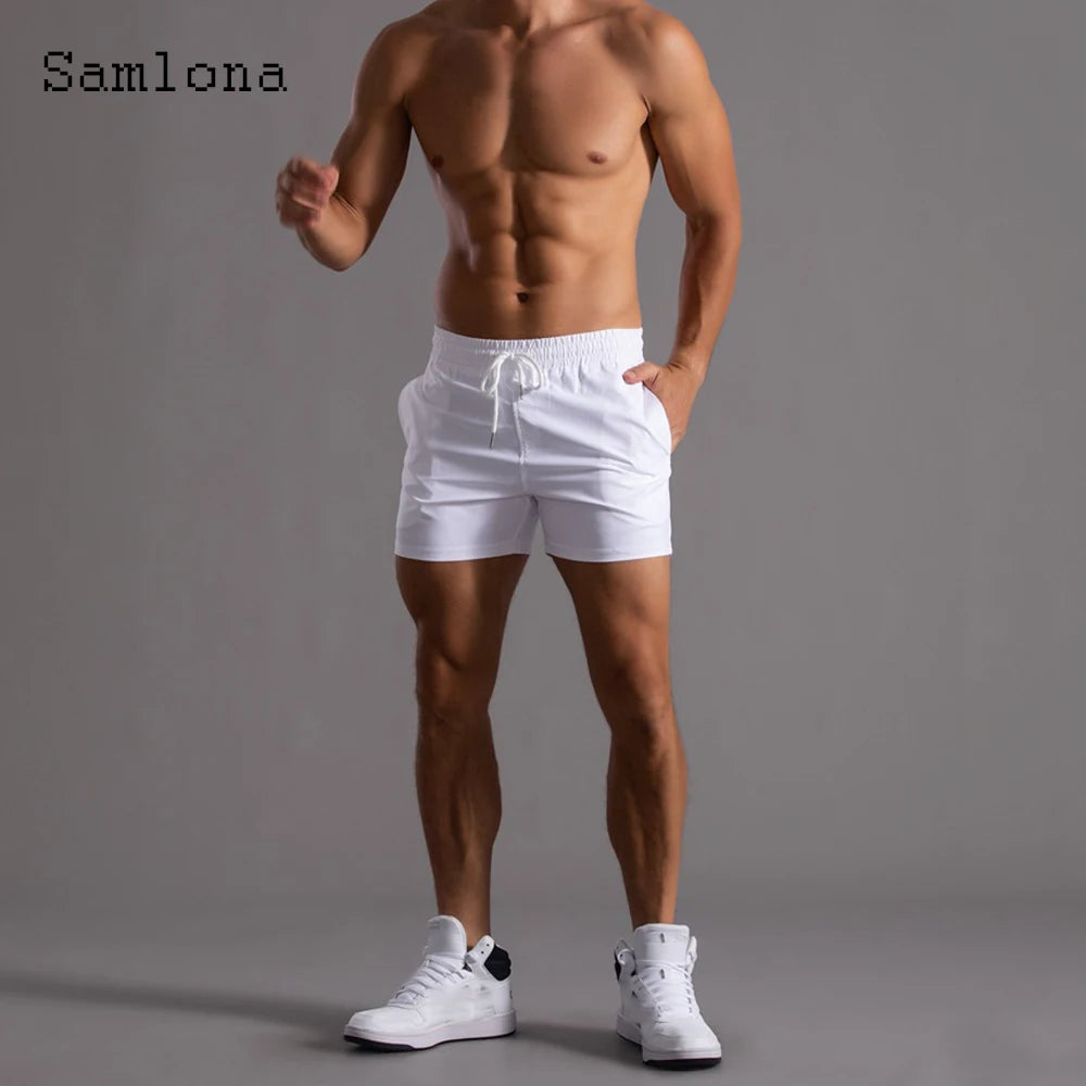 Men's Leisure Shorts With Lace Up And Pockets