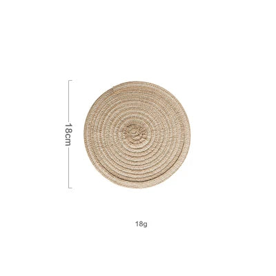 6pcs Round Woven Anti Slip Placemats Or Coasters