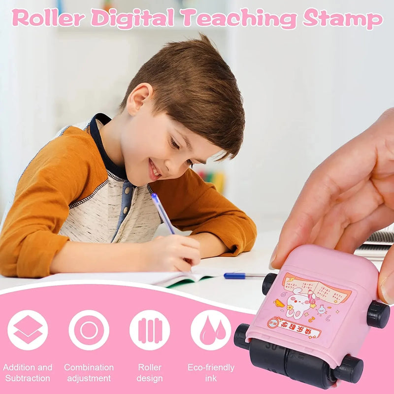 Reusable Math Roller Teaching Stamp With 100 Fill In The Blank Combinations.