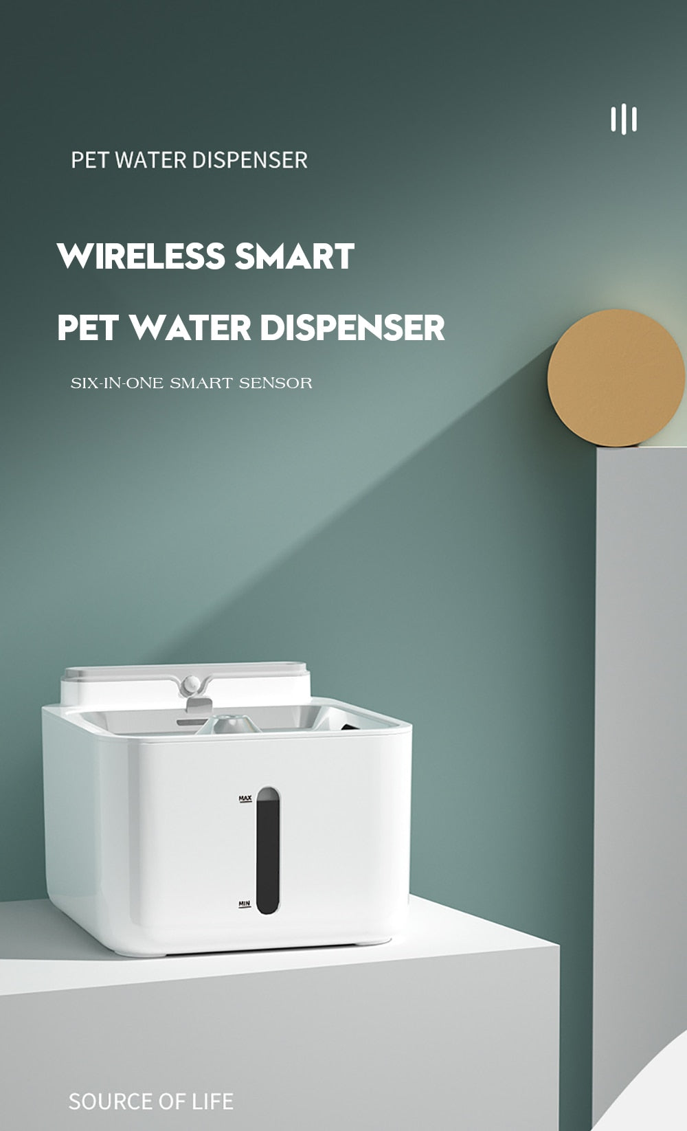 Motion sensor filtered water bowl for both cat and dog.  3L rechargeable