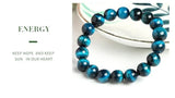 JD High Quality Blue, Tiger Eye, Natural Stone Bead Bracelet.