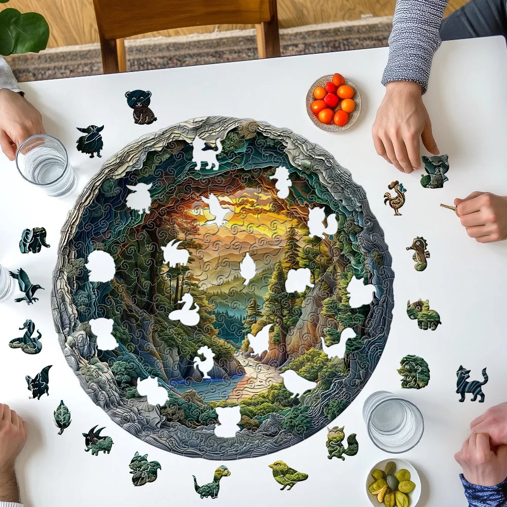 Flat Wooden Puzzles With 3D Visual Effect