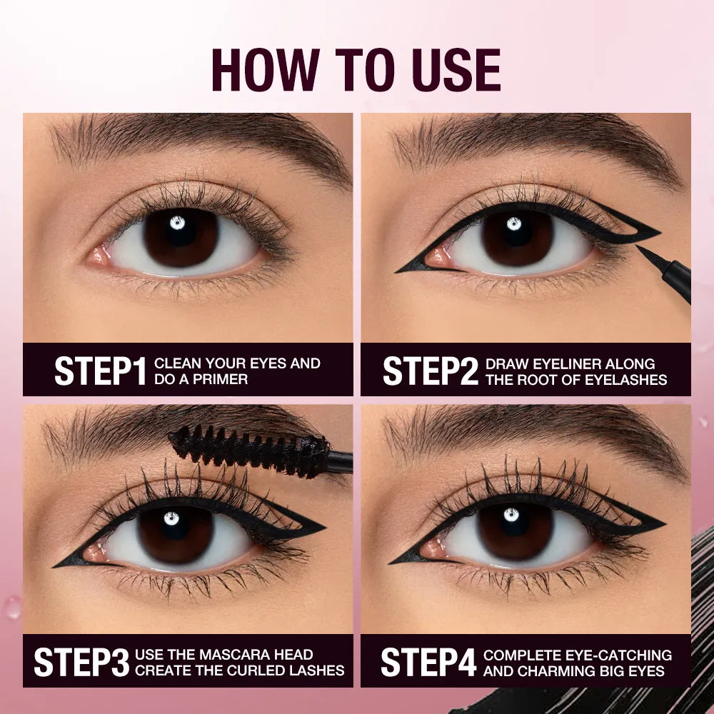 O.TWO.O Waterproof Long Lasting, Quick Drying, Smooth, Thick 2 in 1 Liquid Eyeliner And Mascara.