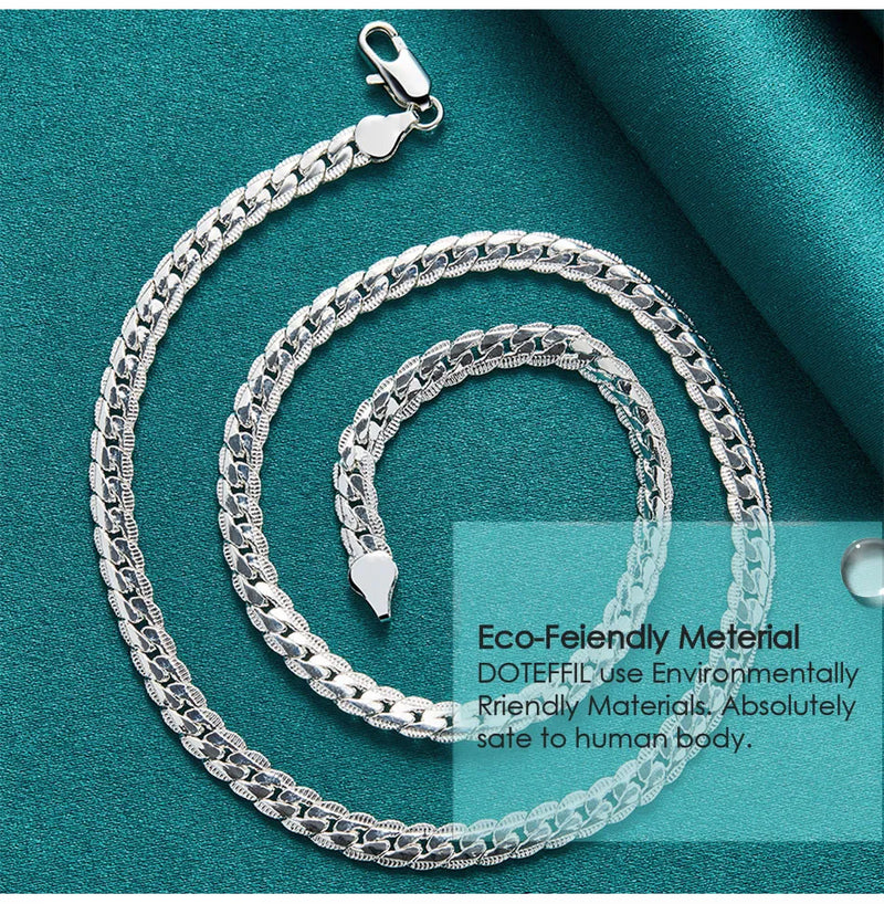 Men Or Women's DOTEFFIL 925 Sterling Silver 6mm Chain With 16/18/20/22/24 Inch Lengths