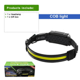 1000 Lumens Led  Built in Battery Head Lamp With Modes XPG+COB Sensor.