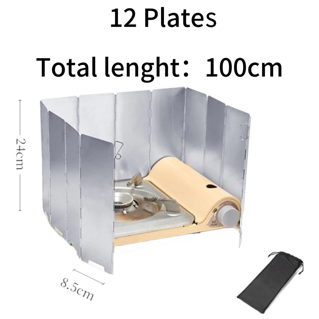 Foldable Aluminum Outdoor Cooking Wind Screen with Storage Bag for Camping