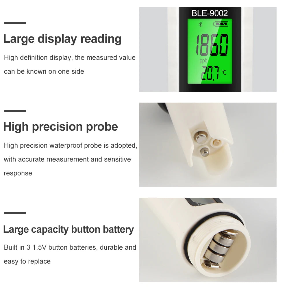 Blue Tooth H2 Hydrogen-rich Meter Lon 0-2990ppb ATC APP Online Monitor For Drinking Water Or Aquarium